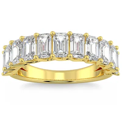 Pompeii3 3.60ct Emerald Diamond Diamond Wedding Anniversary Ring 14k Gold Lab Grown In Silver