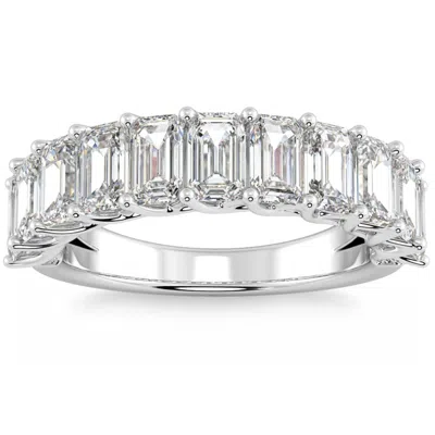 Pompeii3 3.60ct Emerald Diamond U-prong Wedding Anniversary Ring 14k Gold Lab Grown In Silver