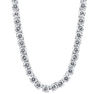 Pompeii3 36ct Natural Diamond Tennis Necklace 16.5" In 14k White Or Yellow Gold In Silver