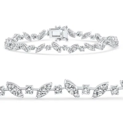 Pompeii3 3.70ct 14k White Gold Diamond Tennis Bracelet 7" Lab Grown In Multi