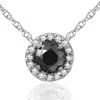 Pompeii3 3/8 Ct Black & White Diamond Pave Halo Solitaire Pendant Necklace 14k Whte Gold In Multi