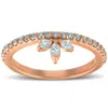 Pompeii3 3/8ct 14k Rose Gold Womens Marquise Diamond Wedding Ring Stackable Band In Silver