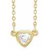 Pompeii3 3/8ct Bezel Solitaire Heart Shape Diamond 14k Yellow Gold Lab Grown Necklace In Silver