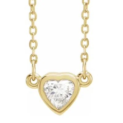 Pompeii3 3/8ct Bezel Solitaire Heart Shape Diamond 14k Yellow Gold Lab Grown Necklace In Silver