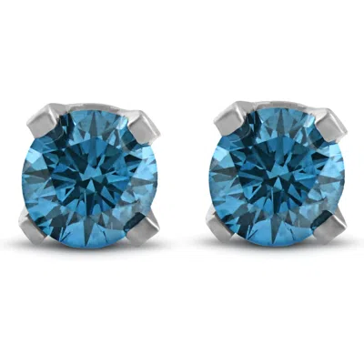 Pompeii3 3/8ct Blue Diamond Studs 14k White Gold In Multi