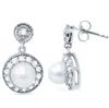 Pompeii3 3/8ct Diamond & Pearl Vintage Gatsby Style Earrings 10k White Gold In Metallic