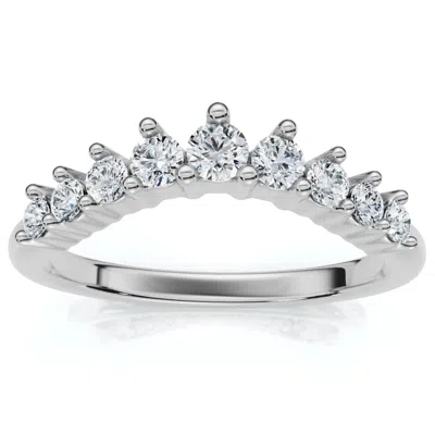 Pompeii3 3/8ct Diamond Contour Wedding Guard Ring Womens Band 14k Gold Lab Grown In Metallic