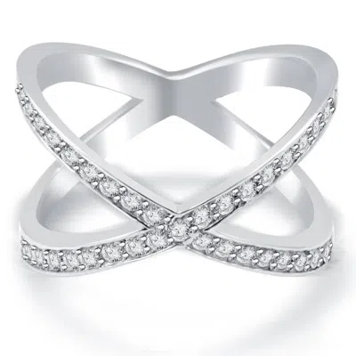 Pompeii3 3/8ct Diamond Cris Cross Over Ring White Gold In Multi