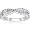 Pompeii3 3/8ct Diamond Crossover Infinity Stackable Wedding Band Twist Ring White Gold In Silver