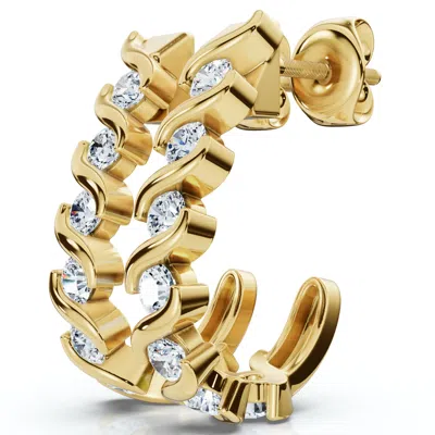 Pompeii3 3/8ct Diamond Curve Earrings 14k Gold Lab Grown Lab Grown