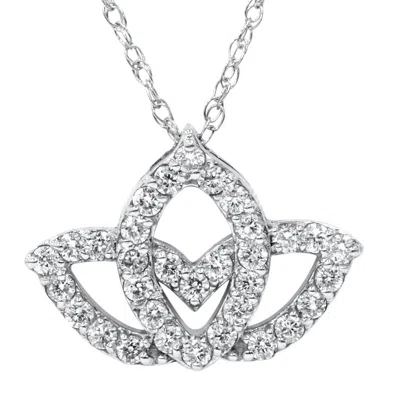 Pompeii3 3/8ct Diamond Lotus Flower Pendant Necklace 14k White Gold In Multi