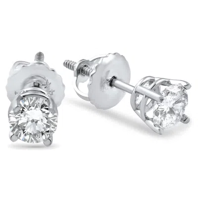 Pompeii3 3/8ct Diamond Screw Back Studs 14k White Gold In Silver