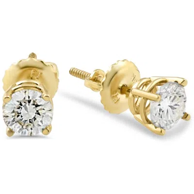 Pompeii3 5/8ct Diamond Screw Back Studs 14k Yellow Gold In Silver