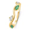 Pompeii3 3/8ct Emerald Marquise Shape Diamond & Gemstone Wedding Ring 10k Gold Lab Grown In Green
