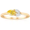 Pompeii3 3/8ct Fancy Yellow Pear & Marquise Shape Diamond Ring Yellow Gold Lab Grown In Multi