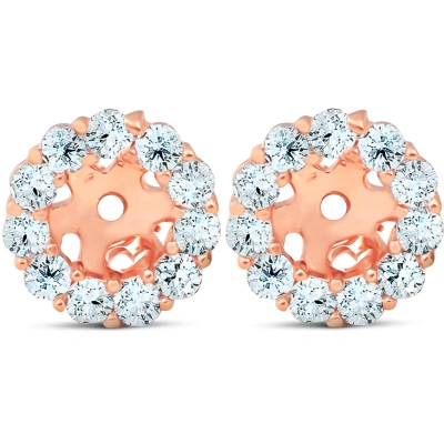 Pompeii3 3/8ct Halo Diamond Earring Jackets 14k Rose Gold (4mm) In Multi