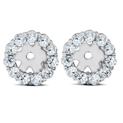 Pompeii3 3/8ct Halo Diamond Earring Jackets 14k White Gold (4mm) In Multi