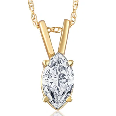 Pompeii3 3/8ct Marquise Natural Diamond Solitaire Pendant White Or Yellow Gold Necklace In Multi