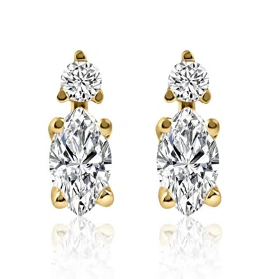 Pompeii3 3/8ct Marquise Natural Diamond Studs 14k Yellow Gold In Multi