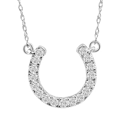 Pompeii3 3/8ct Natural Diamond Horseshoe Pendant Women's Necklace White Gold 18" In Multi