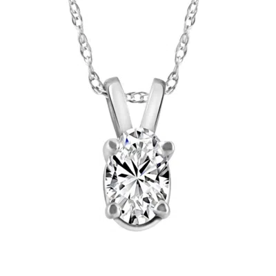 Pompeii3 3/8ct Oval Natural Diamond Solitaire Pendant 14k White Or Yellow Gold Necklace In Multi