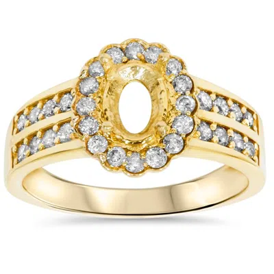 Pompeii3 3/8ct Oval Shape Diamond Gold Engagement Ring Setting In Multi