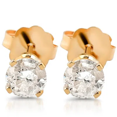 Pompeii3 3/8ct Round Cut Diamond Studs Earrings 14k Yellow Gold In Multi