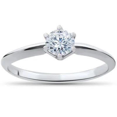 Pompeii3 3/8ct Round Diamond Solitaire Engagement Ring 10k White Gold Size Selectable In Metallic