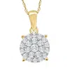 Pompeii3 3/8ct Tw Diamond Halo 9mm Round Pendant Yellow Gold Women's Necklace 18" In Multi