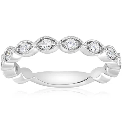 Pompeii3 3/8ct Vintage Diamond Stackable Wedding Ring Womens Stackable Band 14k Gold In Multi