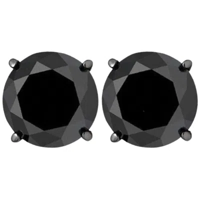Pompeii3 3ct 14k Black Gold Round Black Diamond Screw Back Studs Earrings