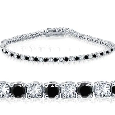 Pompeii3 3ct Black & White Diamond Tennis Bracelet 7" 14k White Gold (k-l-i2,i3) In Multi