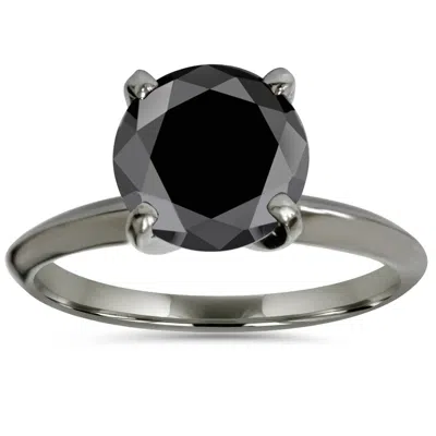 Pompeii3 3ct Black Diamond Solitaire Engagement Ring 14k Black Gold In Multi