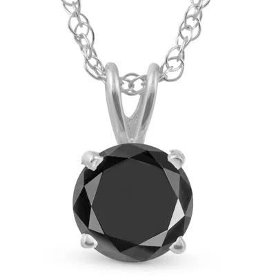 Pompeii3 3ct Black Diamond Solitaire Pendant Necklace In 14k White Or Yellow Gold In Silver
