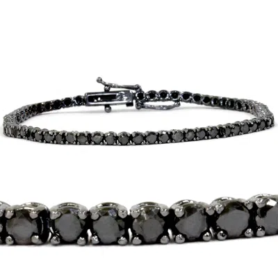 Pompeii3 3ct Black Diamond Tennis Bracelet 14k Black Gold 7" In Purple