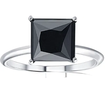 Pompeii3 3ct Black Moissanite Princess Cut Solitaire Engagement Ring 14k White Gold In Multi
