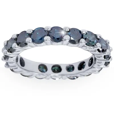 Pompeii3 3ct Blue Diamond Eternity Ring 14k White Gold In Multi