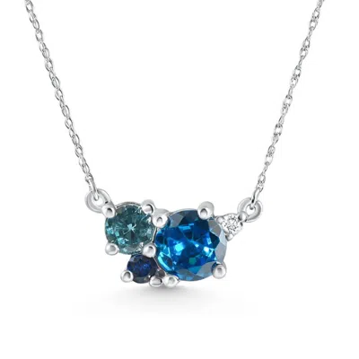 Pompeii3 3ct Blue Sapphire Topaz Aquamarine Diamond Pendant Necklace 14k Gold Lab Grown In Transparent