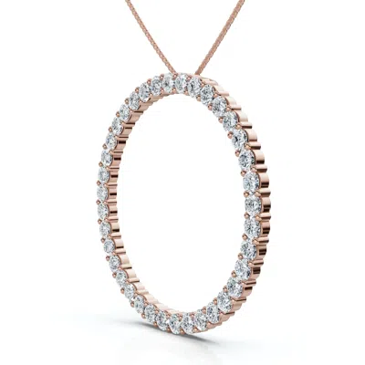 Pompeii3 3ct Circle Diamond Pendant 14k Gold Lab Grown Ef/vs In Brown