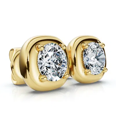 Pompeii3 3ct Cori Diamond Cushion Button Studs 14k Gold Earrings Lab Grown Fg/vs