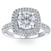 Pompeii3 3ct Diamond & Moissanite Cushion Halo Engagement Ring In White Or Yellow Gold In Multi