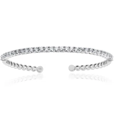 Pompeii3 3ct Diamond Bangle Cuff 14k White Gold In Metallic