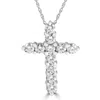 Pompeii3 3ct Diamond Cross Pendant 14k White Gold Womens Round Brilliant Cut 18" Chain In Silver