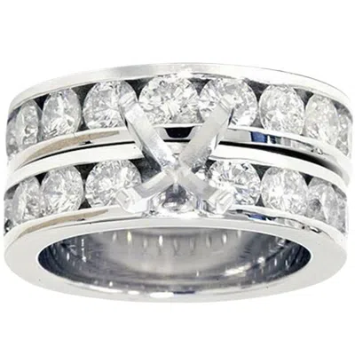 Pompeii3 3ct Diamond Engagement Semi Mount Wedding Ring Set White Gold Channel Set Size Selectable In Silver