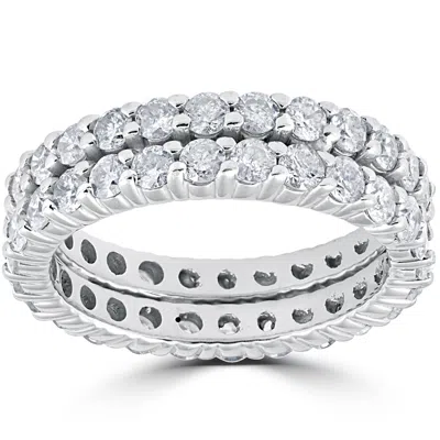 Pompeii3 3ct Diamond Eternity Double Row 14k White Gold In Multi