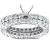 Pompeii3 3ct Diamond Eternity Wedding Engagement Matching Ring Setting 14k White Gold In Silver