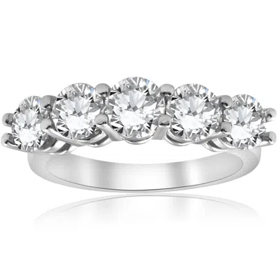 Pompeii3 3ct Diamond Five Stone Wedding Ring 14k White Gold In Silver