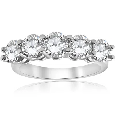 Pompeii3 3ct Diamond Five Stone Wedding Ring 14k White Gold Size Selectable In Metallic