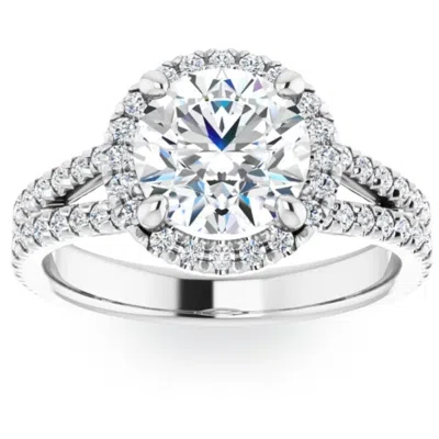 Pompeii3 3ct Diamond Halo Split Band Engagement Ring Lab Grown In White Or Yellow Gold In Multi