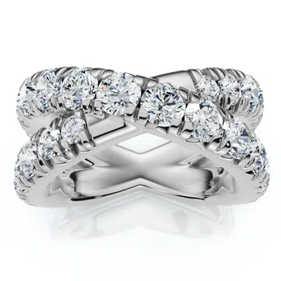 POMPEII3 3CT DIAMOND HEAVY CROSSOVER RIGHT HAND RING 14K GOLD OR PLATINUM LAB GROWN